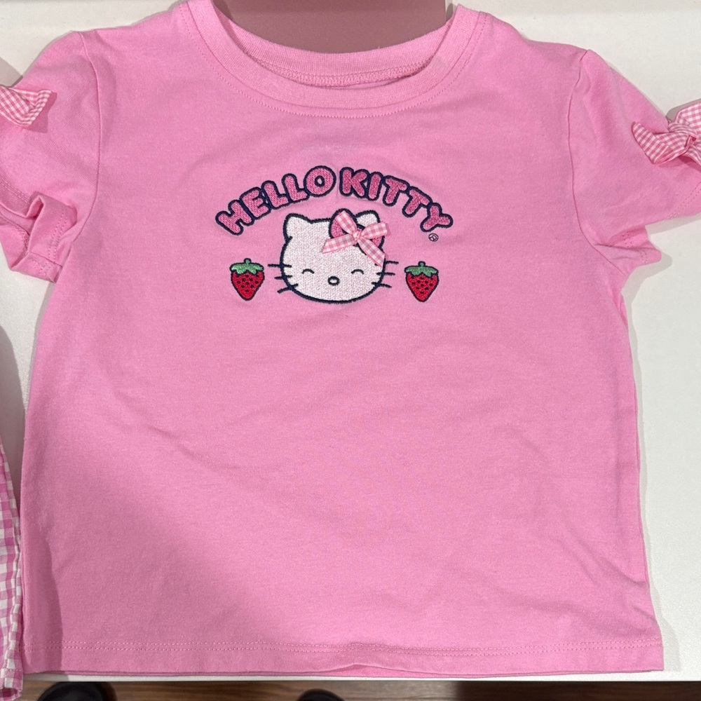 Hello Kitty Pink Tee with Strawberry Embroidery